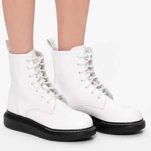 ALEXANDER MCQUEEN Hybrid Lace up Combat BOOTS Size 41 11 White Leather NEW $795